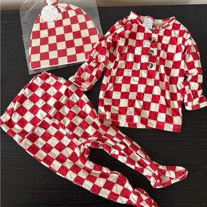 Lou Lou & company Red and White Checkered Baby Outfit Set